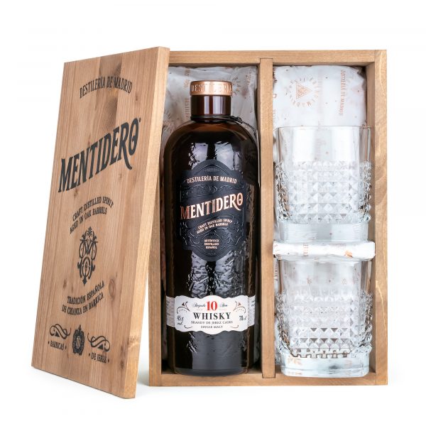 WHISKY MENTIDERO 10 AÑOS - CAJA REGALO CON VASOS